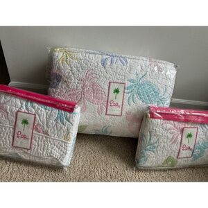 Lilly Pulitzer King Quilt & 2 Pillow Shams NWT White & Tropical
